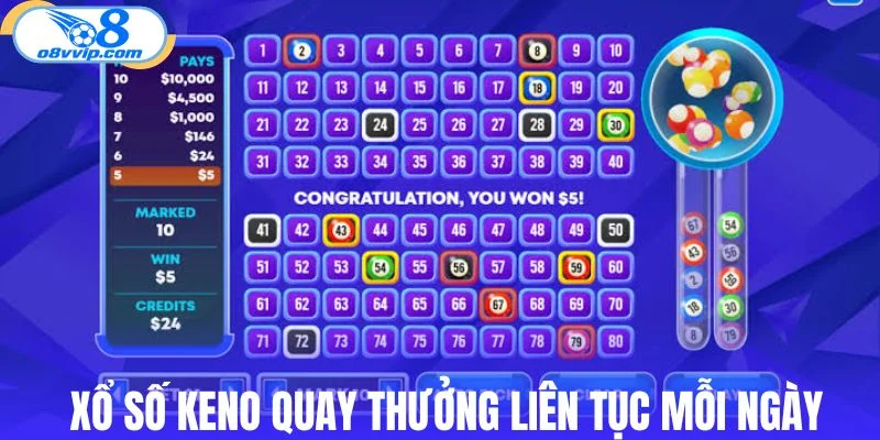 Xổ số keno quay thưởng liên tục mỗi ngày